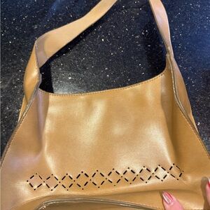 Mondani Tan Shoulder Bag with Cutout Design